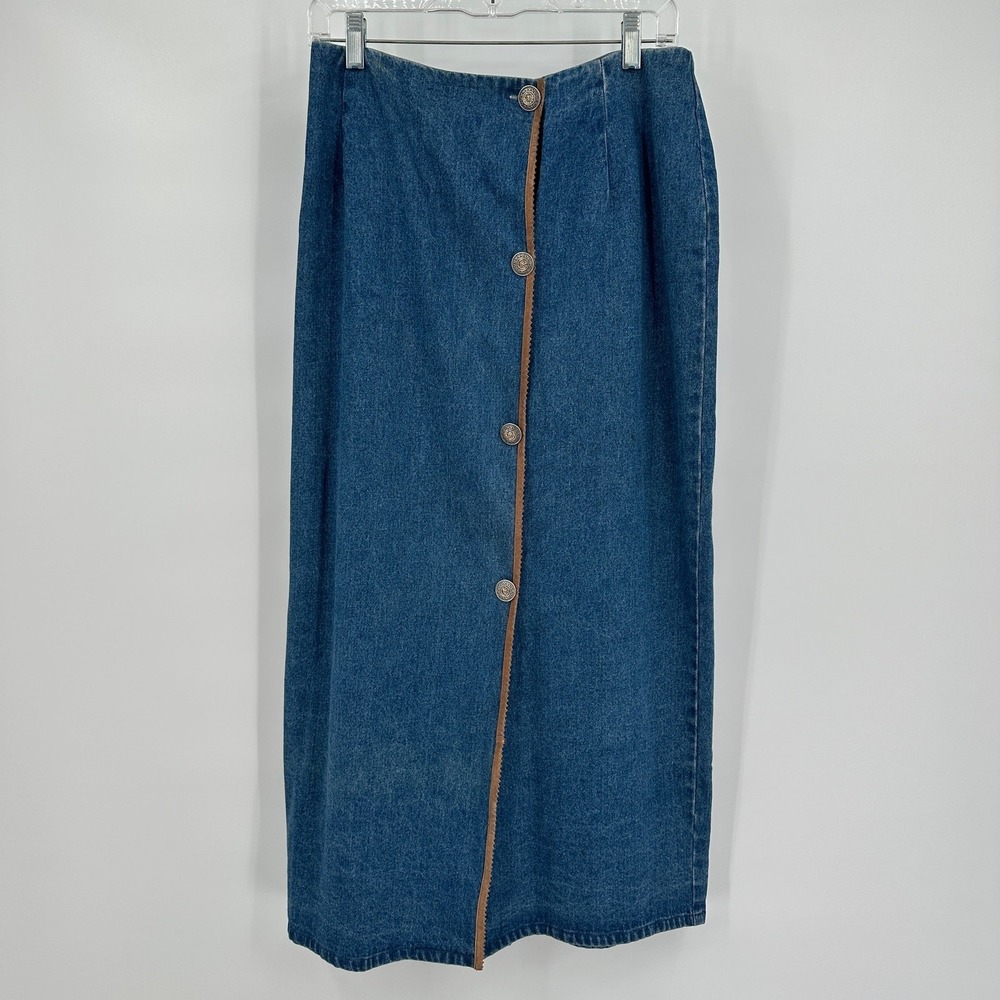 Cambridge Country Store Womens Boho Western Denim Midi Skirt Size 8 Prairie